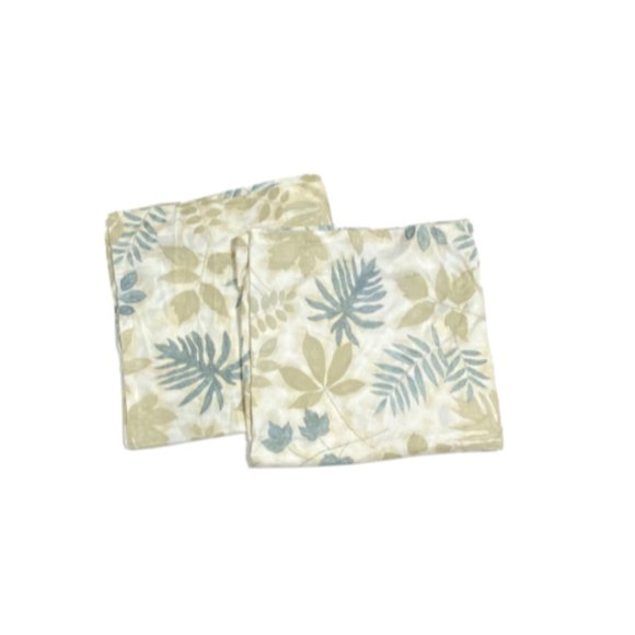2 Tropical Leaf Pattern Curtains Drapes Panels Brown Beige Blue Print Jungle - Picture 1 of 3
